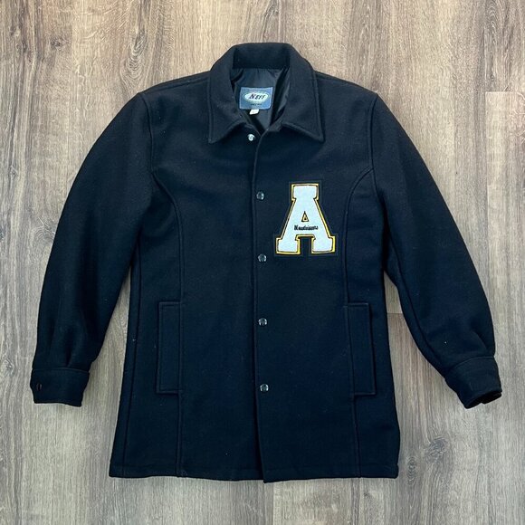 Neff Varsity Jacket App State Black Wool Sz S - Picture 3 of 11